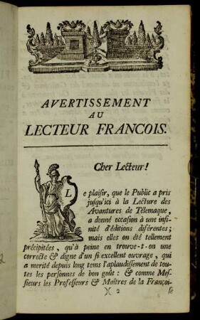 Avertissement au Lecteur Francois.