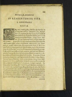 Petri Lambecii In Rembertum De Vita S. Anscharii Notae