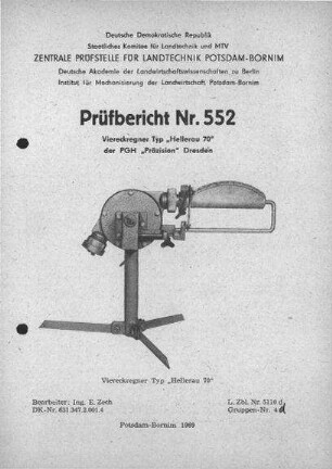 Viereckregner, Typ „Hellerau 70"