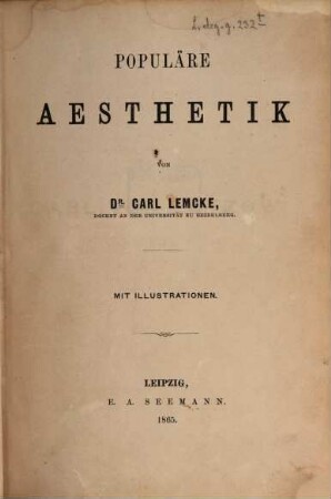Populäre Aesthetik