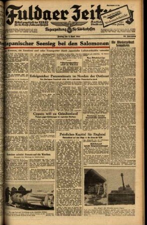 Ausgabe vom Freitag, den 09. April 1943.