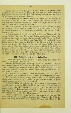 III. Beschaffenheit der Erdoberfläche