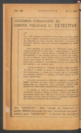 Concurso permanente de contos policiais de Detective
