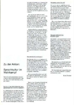Zu der Aktion : Sprachkultur im Wahlkampf
