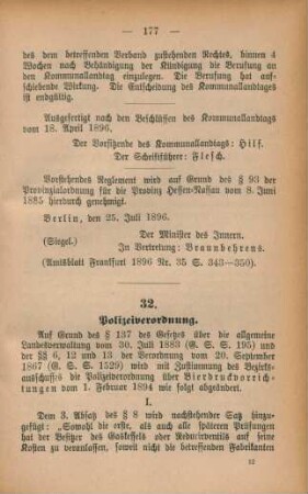 32. Polizeiverordnung.