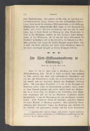 Die Welt-Missionskonferenz in Edinburg