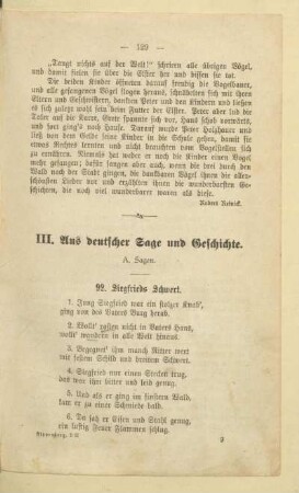 III. Aus deutscher Sage und Geschichte