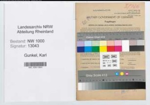 Entnazifizierung Karl Gunkel, geb. 29.09.1901 (Verw.Oberinspektor)
