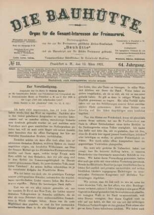 No 11. Frankfurt a. M., den 12. März 1921. 64. Jahrgang.