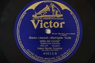 Manon Lescaut : Madrigale "Sulla vetta del monte"; (Speed o'er summit); (atto 2.0) / (Puccini)