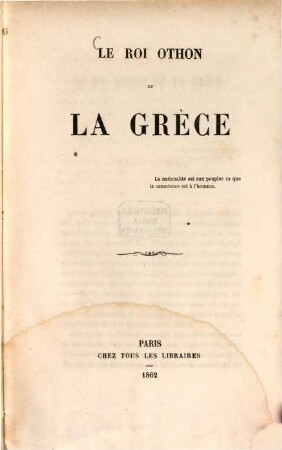 Le roi Othon et la Grèce