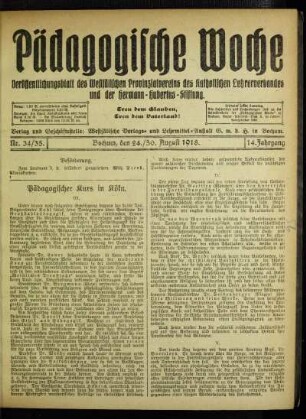 Pädagogischer Kurs in Köln : [Fortsetzung]