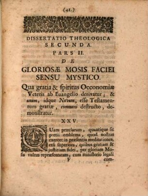 Dissertatio theologica secunda. Pars II., De gloriosae Mosis faciei sensu mystico