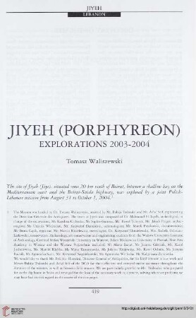 16: Jiyeh (Porphyreon) : explorations 2003-2004