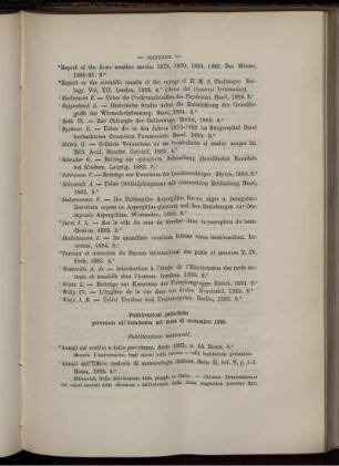 Pubblicazioni periodiche pervenute all' Accademia nel mese di novembre 1885.