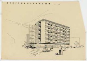 Wohn- und Geschäftshaus Kurfürstendamm 94/95, Berlin-Halensee: Perspektivische Ansicht