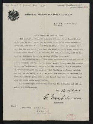 Brief an Ferruccio Busoni : 07.03.1923