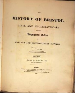 The history of Bristol, civil and ecclesiastical, T. 2