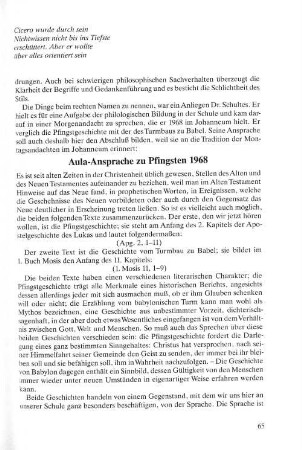 Aula-Ansprache zu Pfingsten 1968