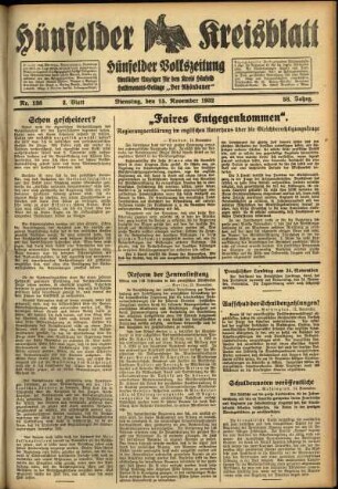 Zweite Ausgabe vom Dienstag, den 15. November 1932.