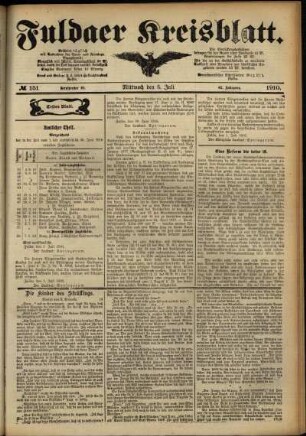 Erste Ausgabe vom Mittwoch, den 06. Juli 1910.