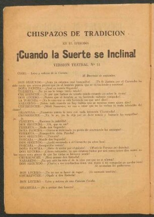 ¡Cuando la suerte se inclina! : Versión teatral No. 11
