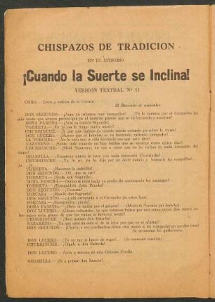 ¡Cuando la suerte se inclina! : Versión teatral No. 11