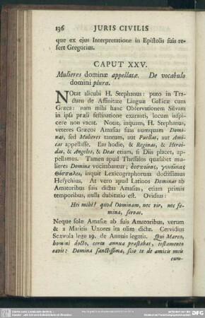 Caput XXV. Mulieres dominae appellatae. De vocabulo domini plura