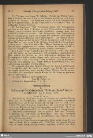 Vorstandssitzung des Schleswig-Holsteinischen Photographen-Vereins