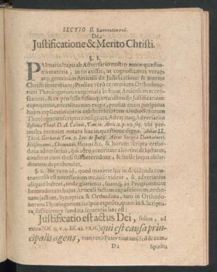 Sectio II. De Iustificatione & Merito Christi.