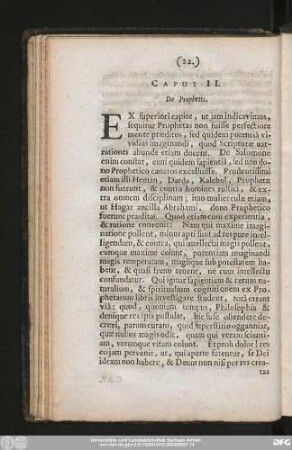 Caput II. De Prophetis.