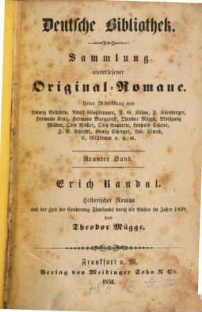 Erich Randal : historischer Roman aus der Zeit der Eroberung Finnlands durch die Russen im Jahre 1808