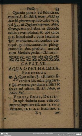Caput VII. Aqua Ophthalmica