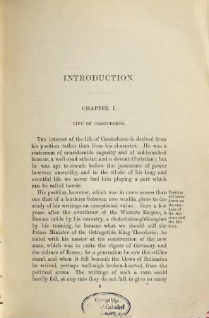 The letters of Cassiodorus : being a condensed translation of the Variae epistolae of Magnus Aurelius Cassiodorus Senator