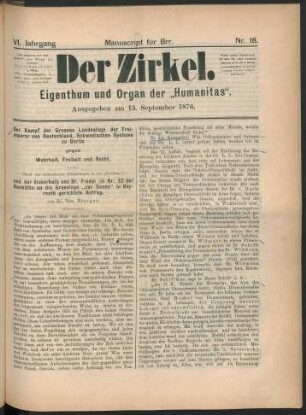 Nr. 18. Ausgegeben am 15. September 1876.