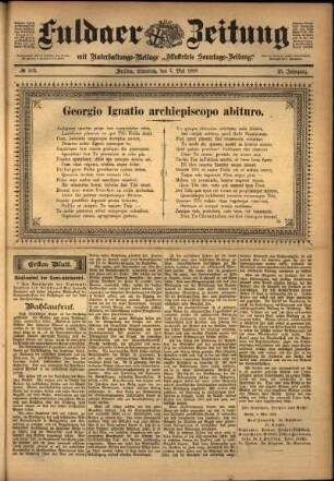Erste Ausgabe vom Samstag, den 07. Mai 1898.