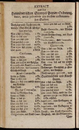 Extract aus der Hannöverschen Stempel-Papier Ordnung,[...]