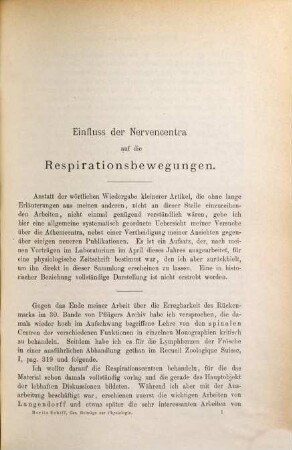 Moritz Schiff's gesammelte Beiträge zur Physiologie : Recueil des mémoires physiologiques de Maurice Schiff. 1