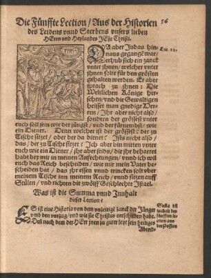Die Fünffte Lection/ Aus der Historien des Leidens unnd Sterbens unsers lieben Herrn und Heylandes Jesu Christi.