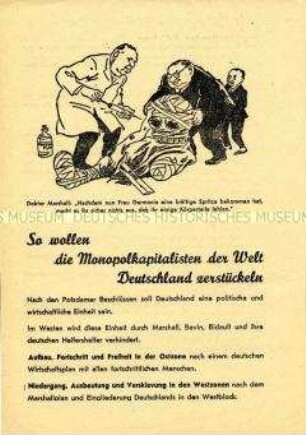 Illustriertes Propagandaflugblatt der SED Thüringen zum Volksbegehren für Einheit und gerechten Frieden