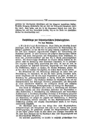Nachklänge zur Schweizerischen Pestalozzifeier