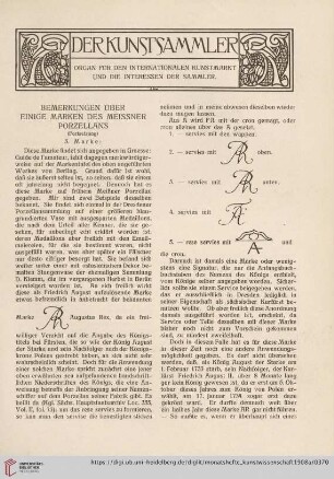 1: Bemerkungen über einige Marken des Meissner Porzellans (Fortsetzung)