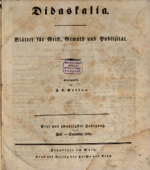 Didaskalia. 1845,7/9 = Jg. 23