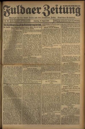 Erste Ausgabe vom Samstag, den 27. April 1929.