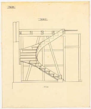 Bauaufnahmen im Büro Encke, Köln: Treppe: Schnitt 1:20