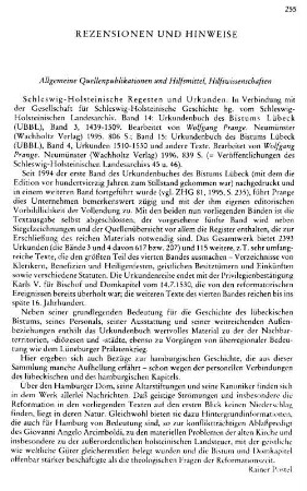 Schleswig-Holsteinische Regesten und Urkunden, in Verbindung mit der Gesellschaft für Schleswig-Holsteinische Geschichte hrsg. vom Schleswig-Holsteinischen Landesarchiv, Band 14, Urkundenbuch des Bistums Lübeck (UBBL), Band 3, 1439 - 1509, bearb. von Wolfgang Prange, (Veröffentlichungen des Schleswig-Holsteinischen Landesarchivs, 45) : Neumünster, Wachholtz, 1995