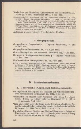 B. Staatswissenschaften