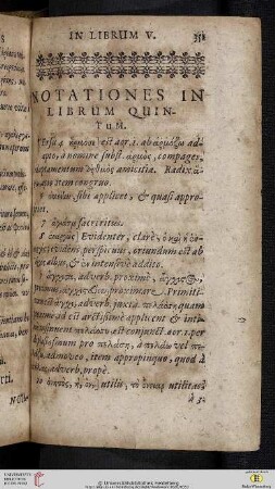 Notationes in librum quintum