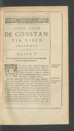 Iusti Lipsii De Constantia Liber Secundus.