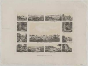 Erinnerung an Pillnitz Dresden, Lithographie, 1840 : Erinnerung an Pillnitz. - Dresden : A. M. Müller , 1840. - 1 Kunstblatt : zweifarb. Lithogr. , Blattgr. 64 x 48 cm Ansicht von Dresden mit 13 Einzelansichten